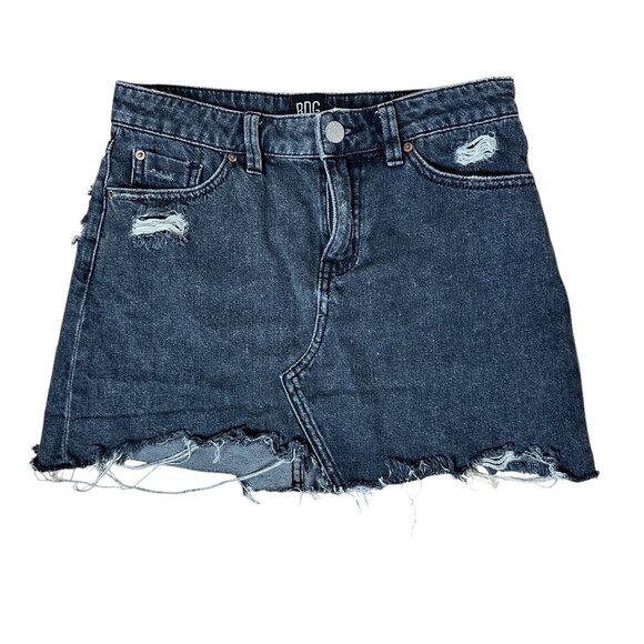 URBAN OUTFITTERS BDG Grey Black Denim Distressed Jean Mini Skirt Size small - Picture 1 of 12